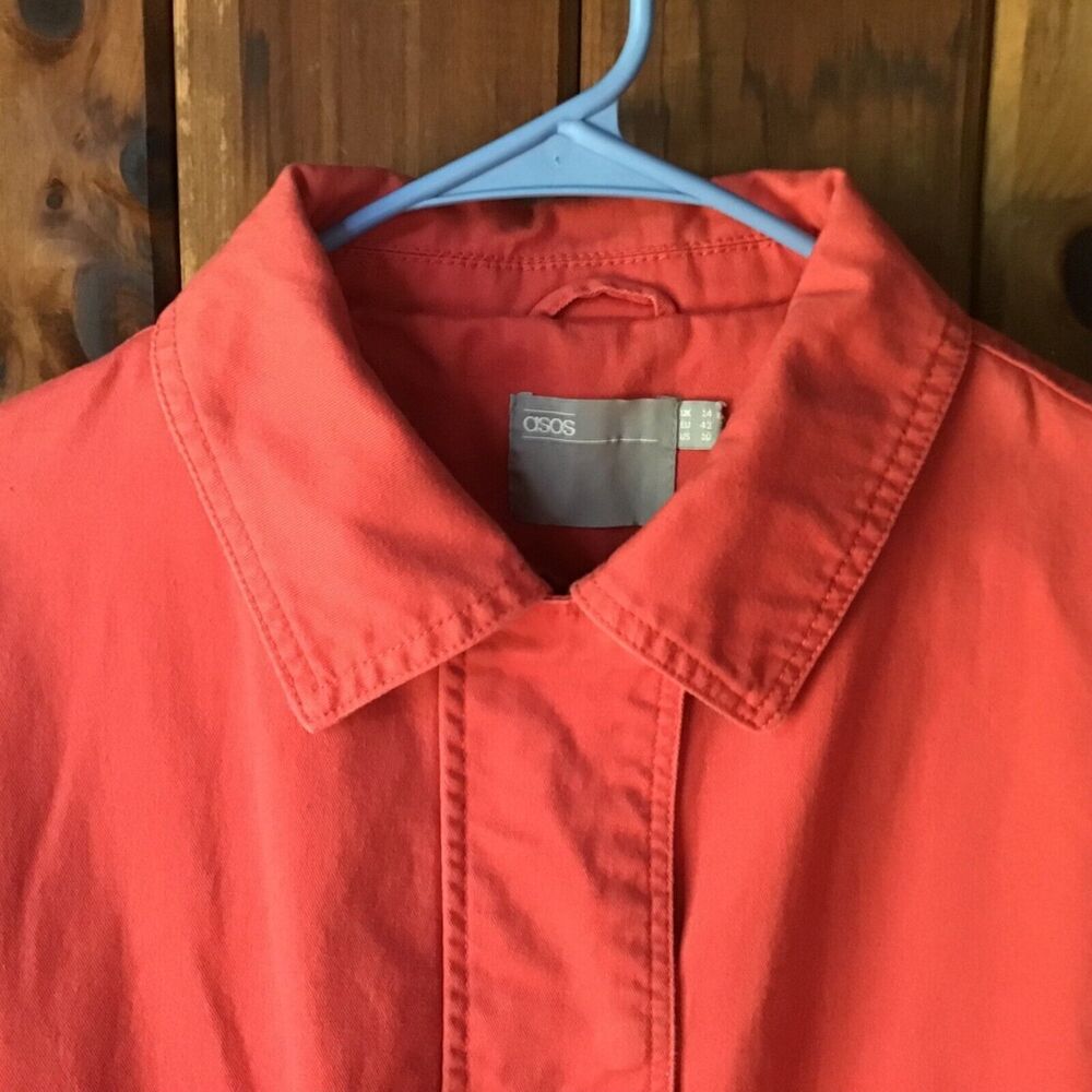 ASOS Orange Denim Jacket Size 10 Utility Military Style Vanilla Gorpcore - Picture 4 of 12
